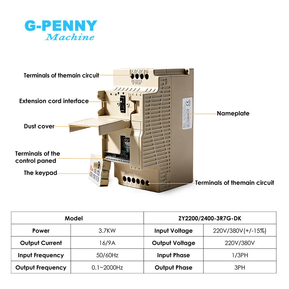 G-Penny 3.7kw ‌   Inverter Vek - Variable Frequency Drive 3 Phase 380V ulasan dan harga