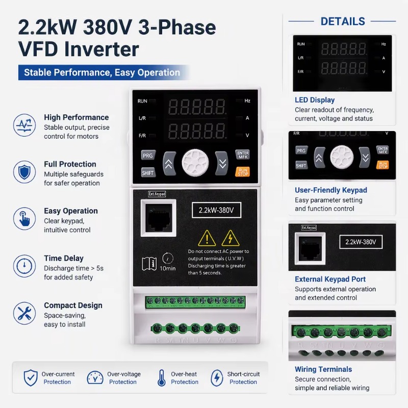VFD 2,2KW, Konverter Frekuensi - Variable Frequency Drive 3 Phase 380V ulasan dan harga