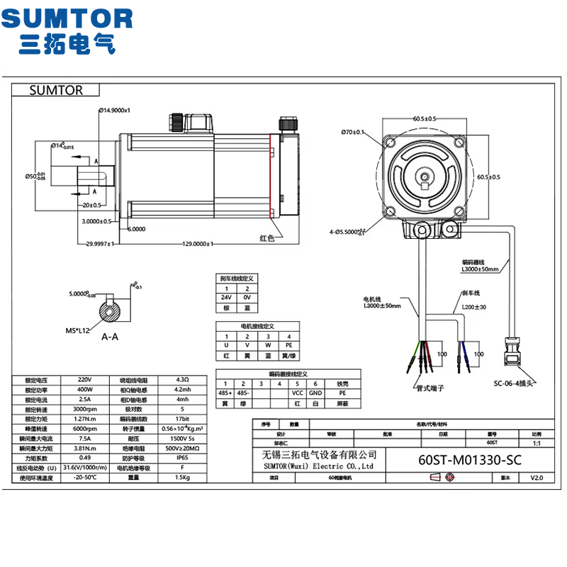 Kit Motor Servo 220v 400w Rem  - Servo Motor 400W With Driver ulasan dan harga